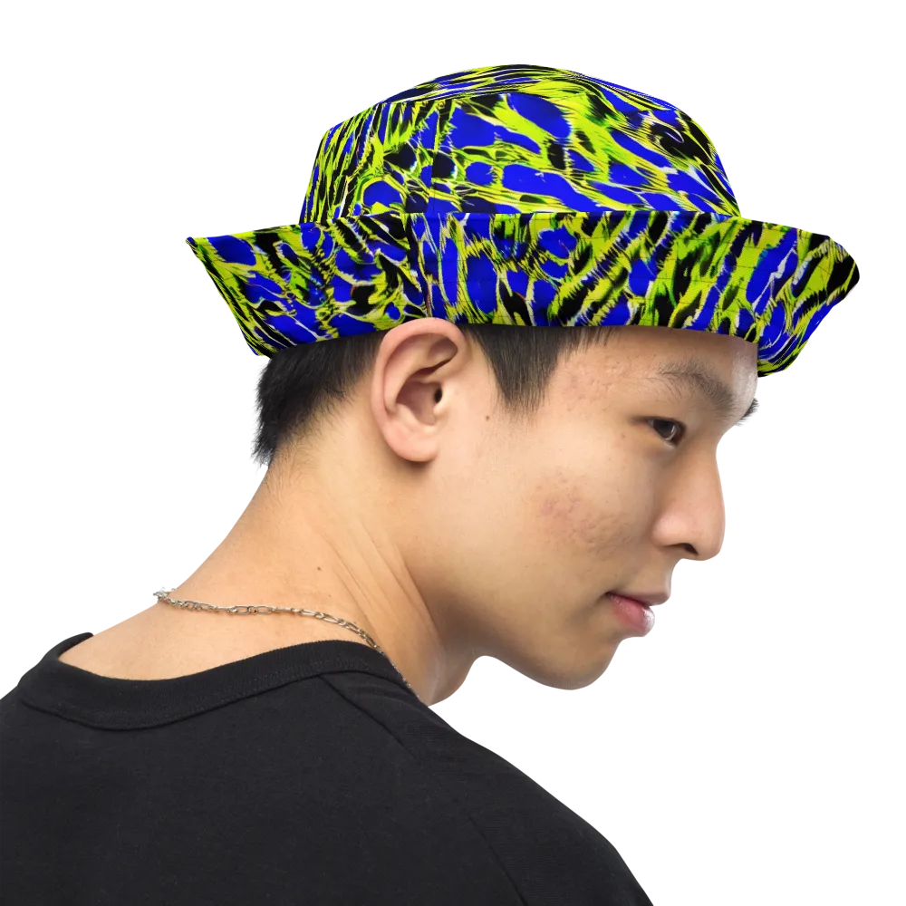 Lime Static on Reversible Bucket Hat — Right Outside