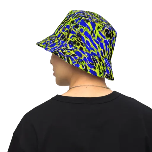 Lime Static on a Reversible Bucket Hat