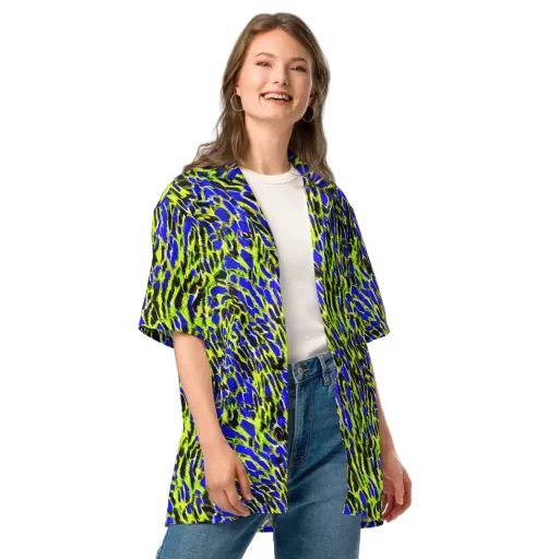 Lime Static on a Button Shirt