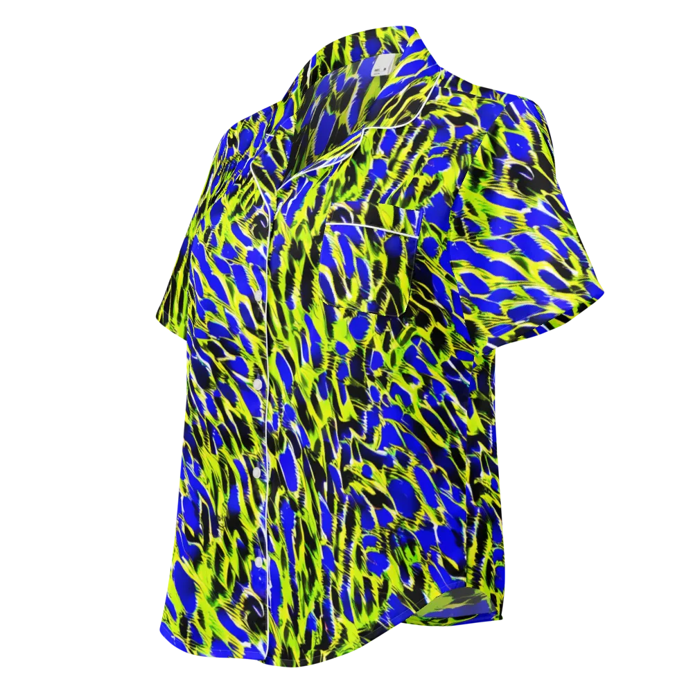 Lime Static on Women's Short Sleeve Pajama Top — Left Front