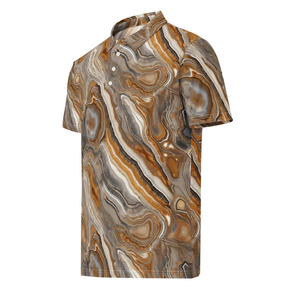 Amber Stratigraphy on Men's Slim Fit Polo Shirt — Left Front