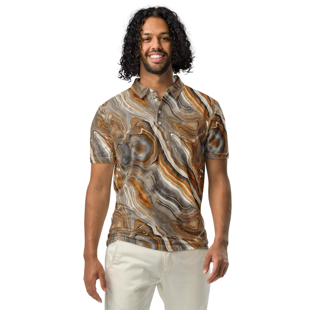 Amber Stratigraphy on Men's Slim Fit Polo Shirt — Front