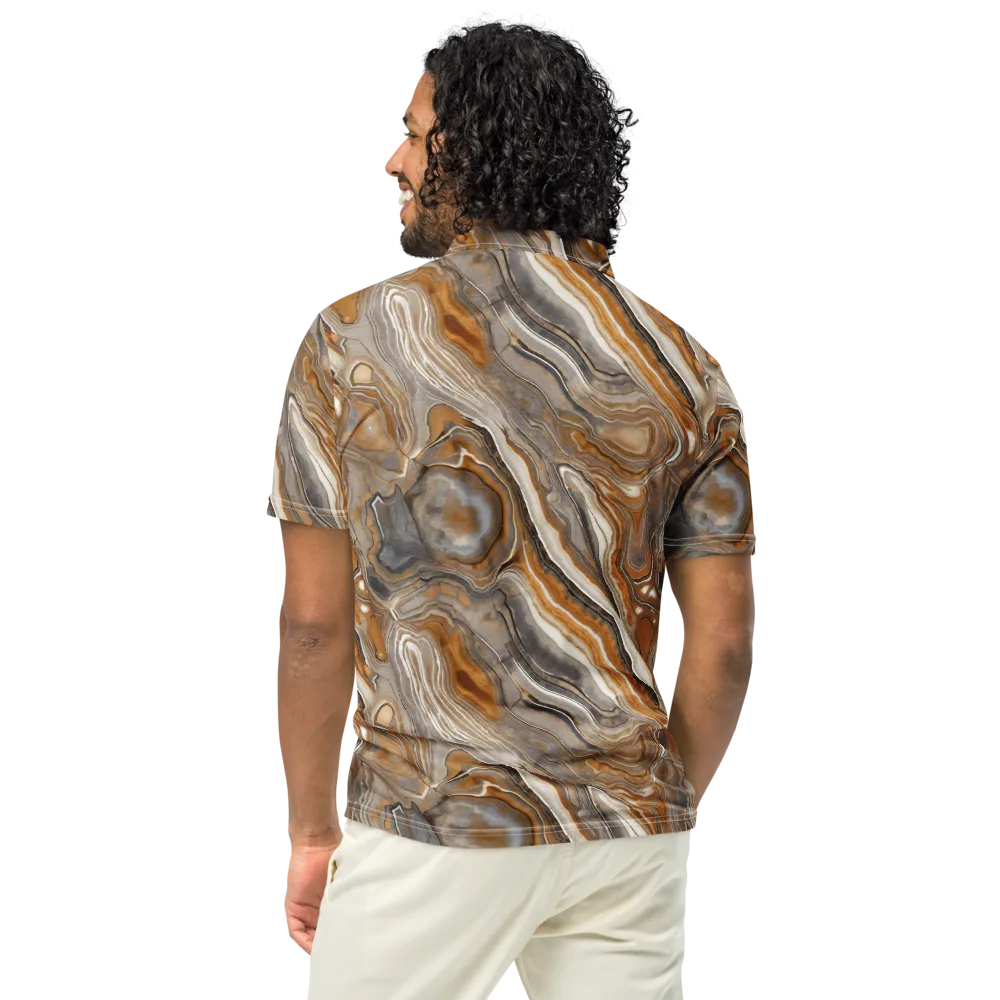 Amber Stratigraphy on Men's Slim Fit Polo Shirt — Back