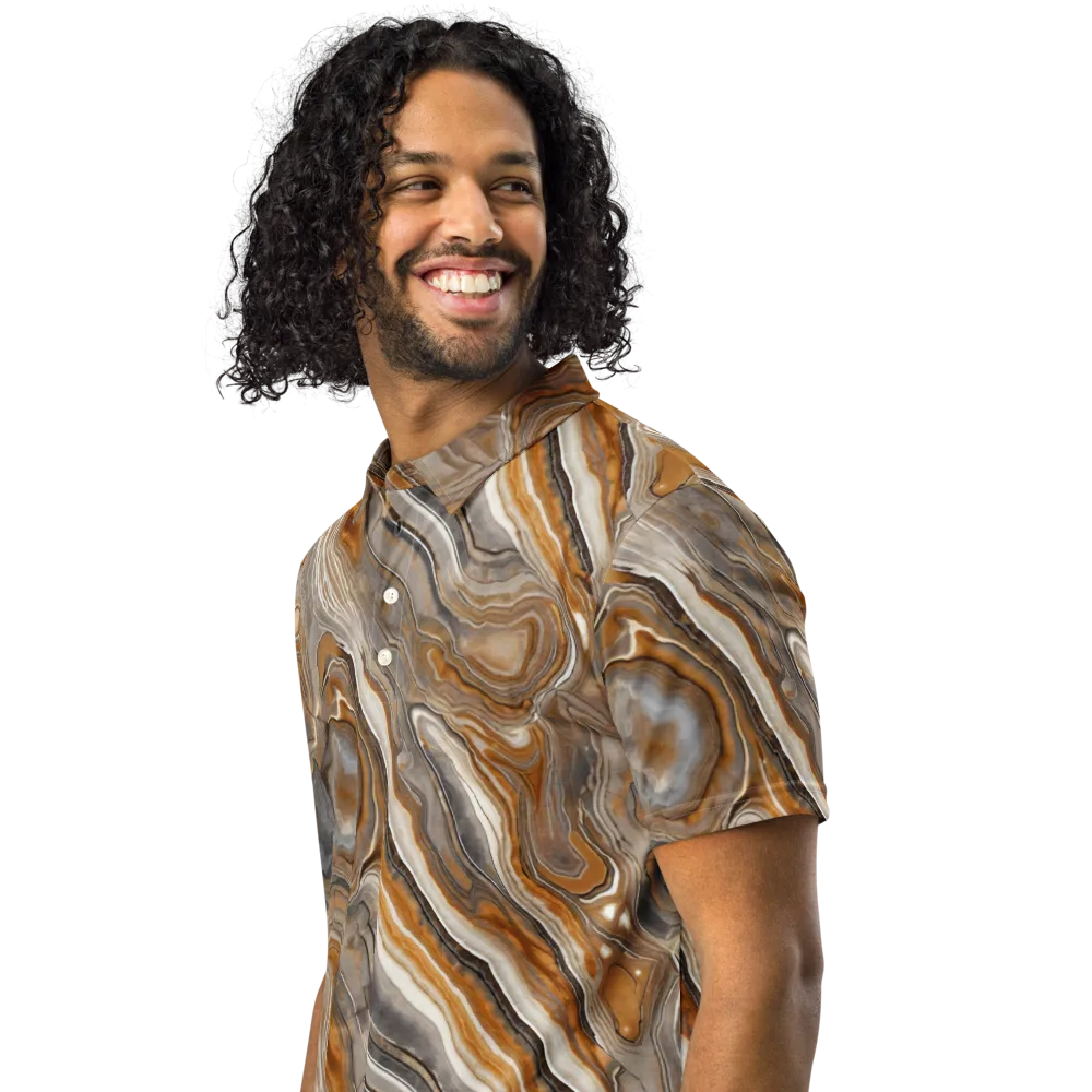 Amber Stratigraphy on Men's Slim Fit Polo Shirt — Left Front