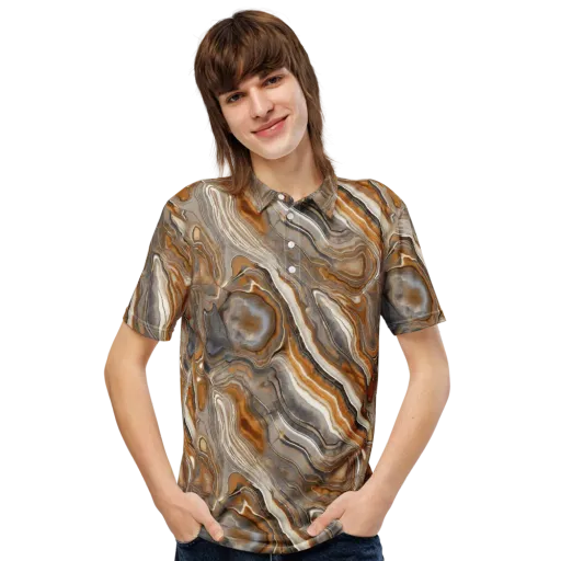 Amber Stratigraphy on a Men's Slim Fit Polo Shirt