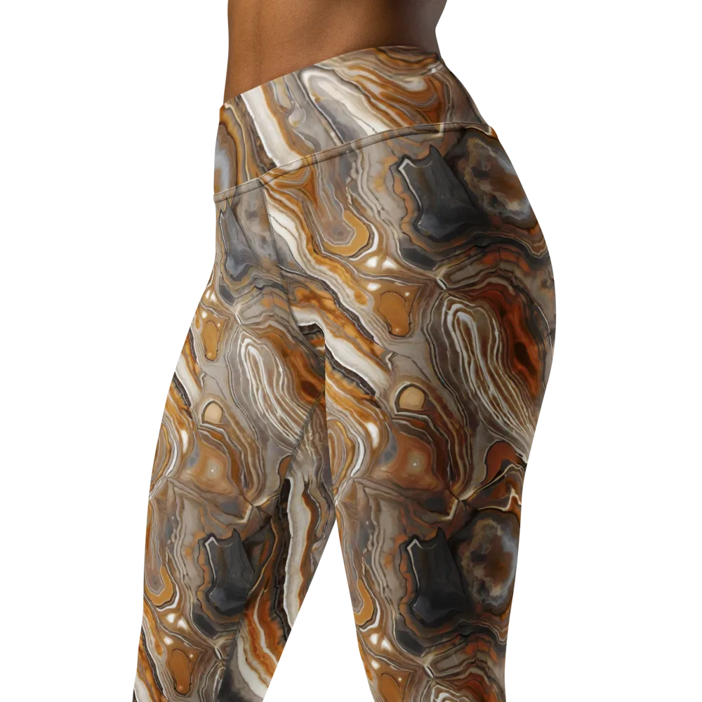Amber Stratigraphy on Yoga Leggings — Left Front