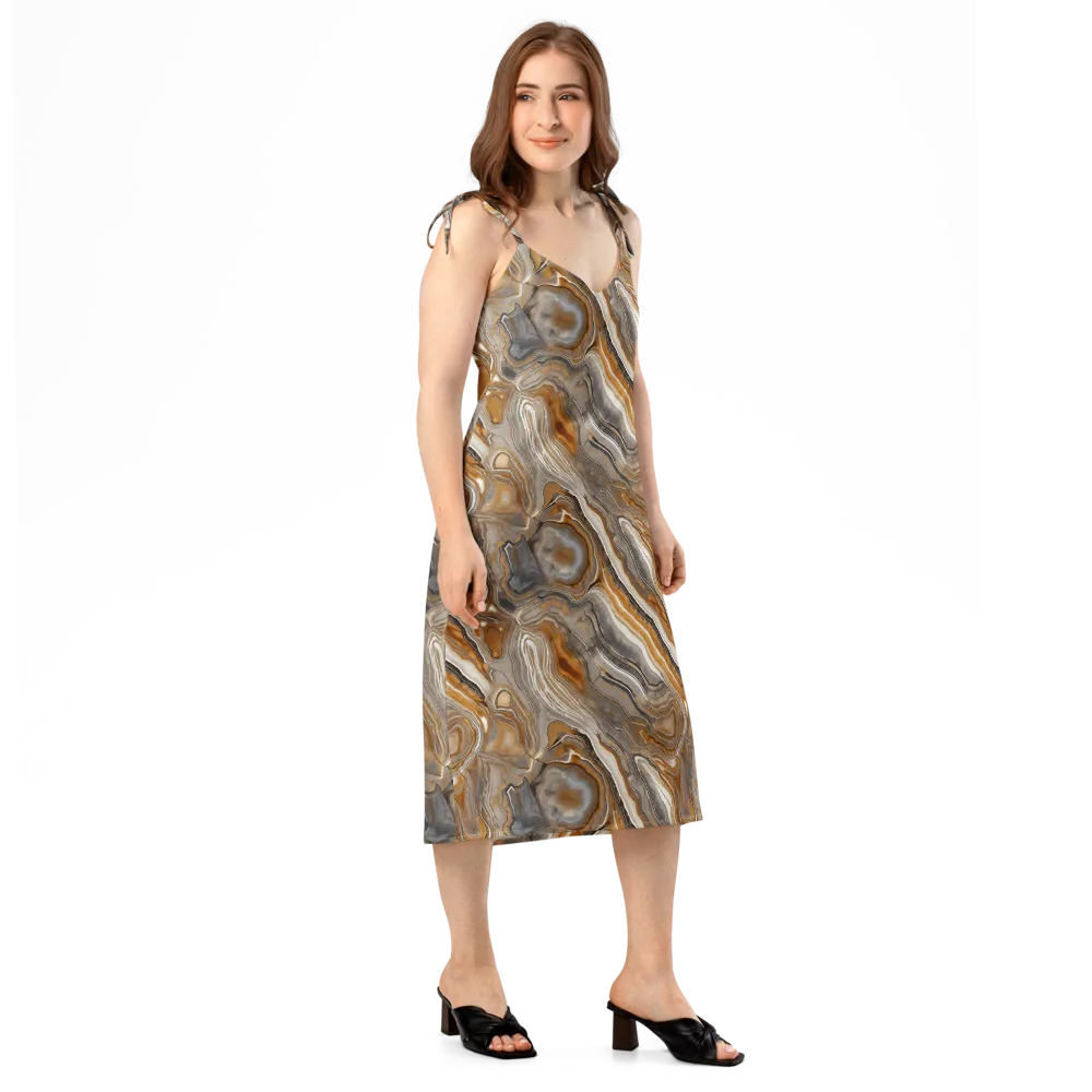 Amber Stratigraphy on Slip Dress — Right Front