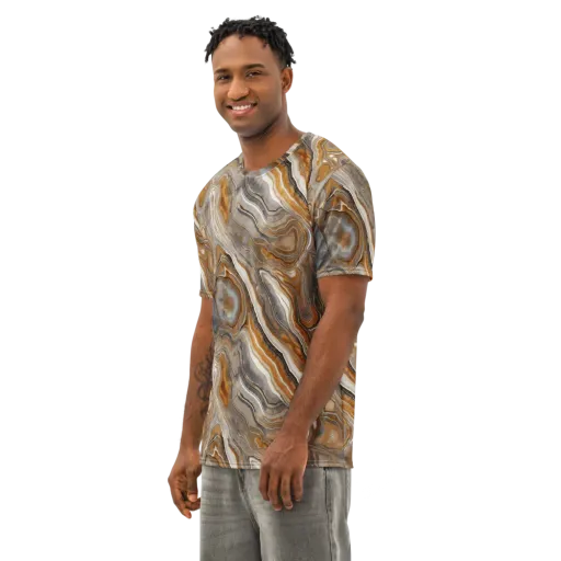 Amber Stratigraphy on a Men's Cotton Crew Neck T-Shirt