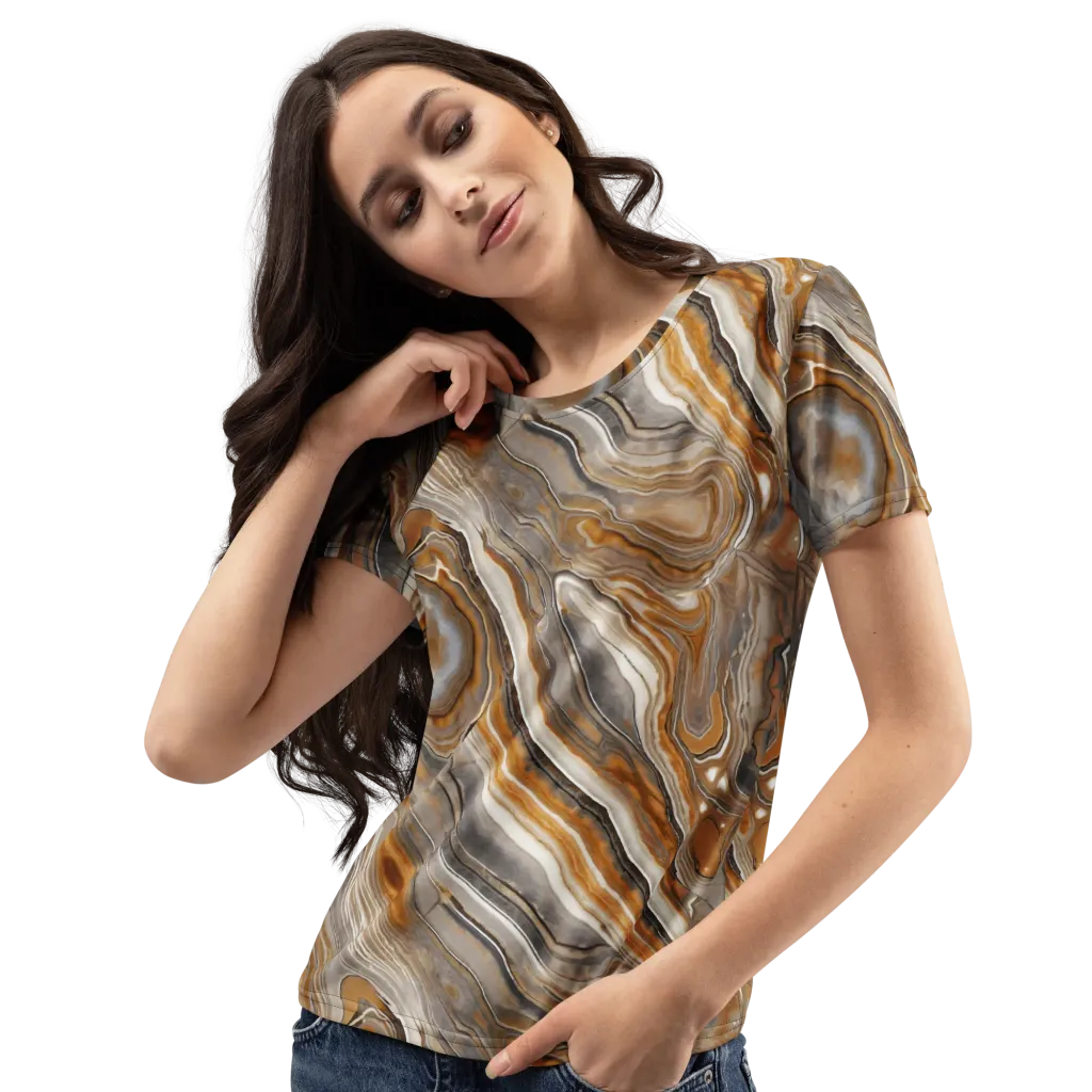 Amber Stratigraphy on Women's Crew Neck T-Shirt — Left Front