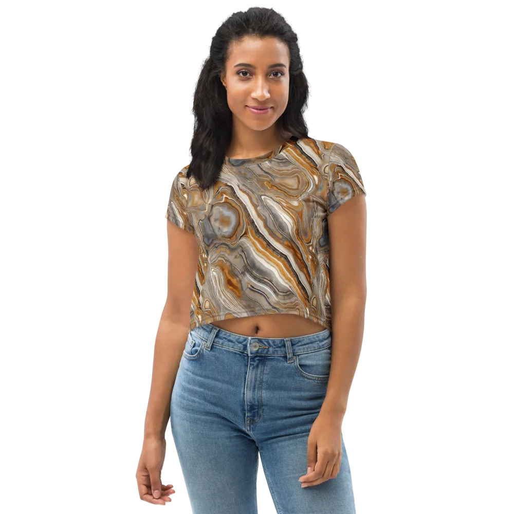 Amber Stratigraphy on Crop Tee — Front