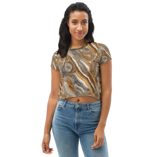 Amber Stratigraphy on a Crop Tee