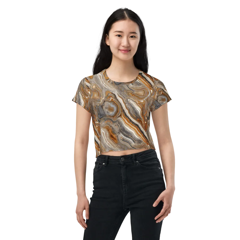 Amber Stratigraphy on Crop Tee — Front