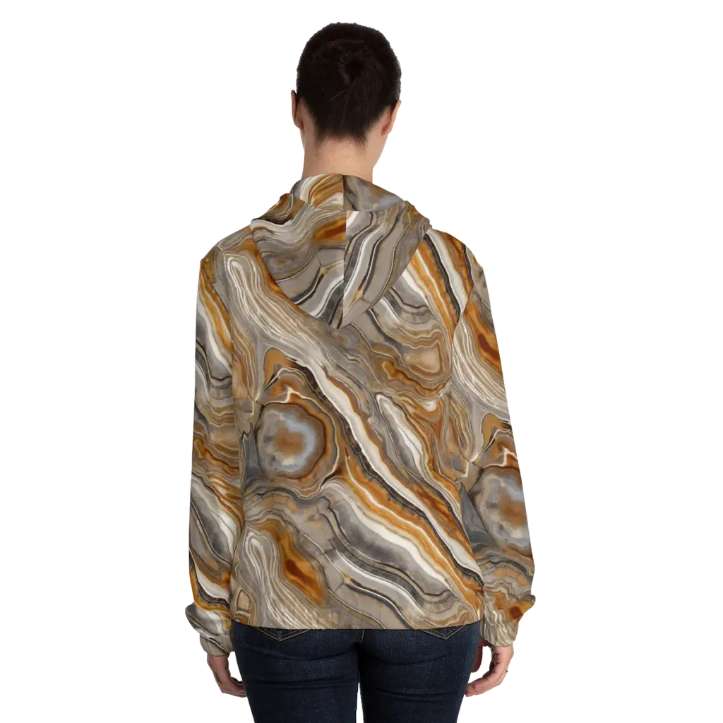 Amber Stratigraphy on Women's Full-Zip Hoodie — Back On Person