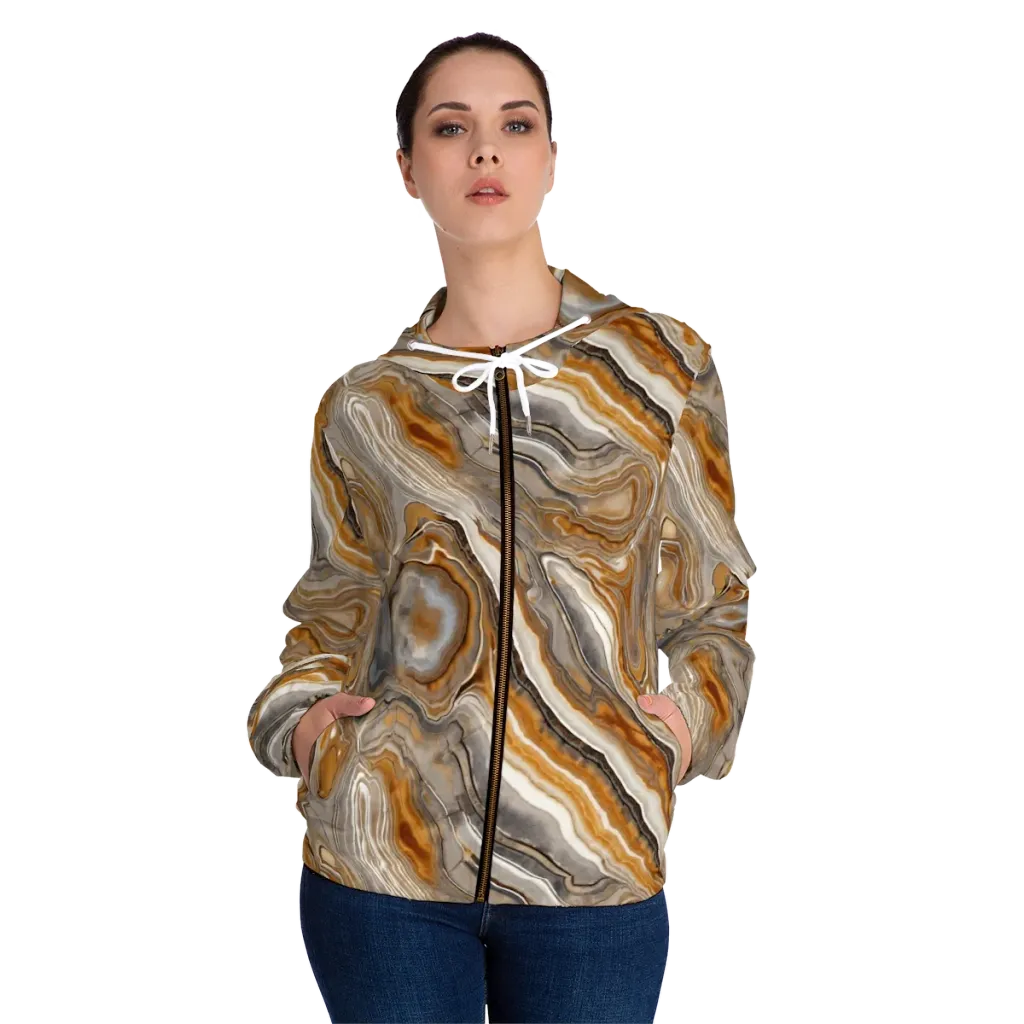 Amber Stratigraphy on Women's Full-Zip Hoodie — Front On Person