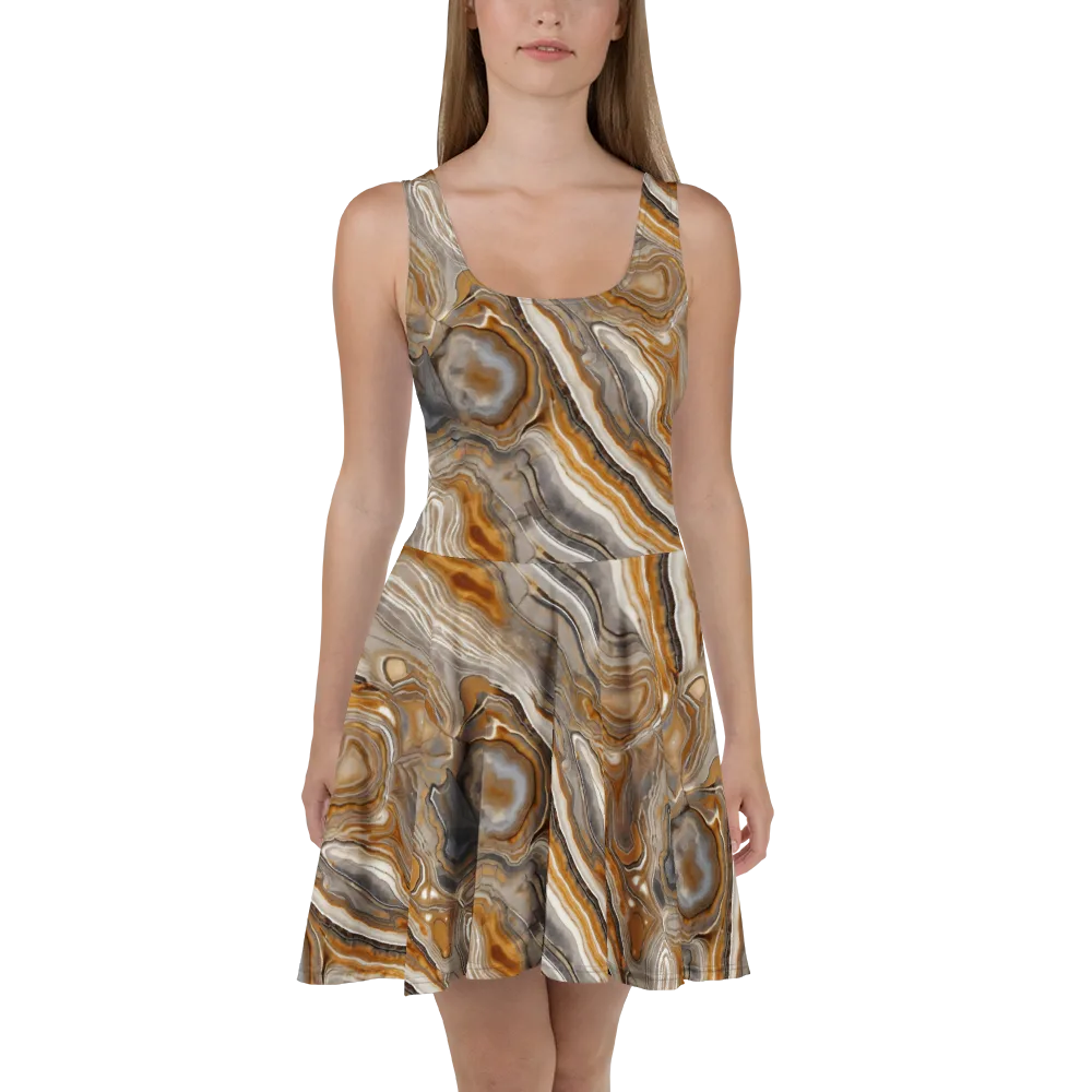 Amber Stratigraphy on Skater Dress — Front