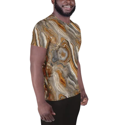 Amber Stratigraphy on a Men's Athletic T-Shirt