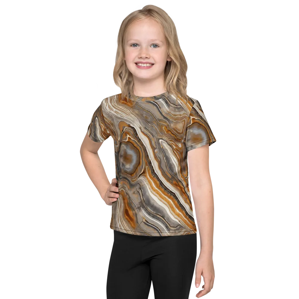 Amber Stratigraphy on Kids Crew Neck T-Shirt — Front