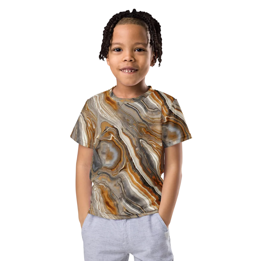 Amber Stratigraphy on Kids Crew Neck T-Shirt — Front