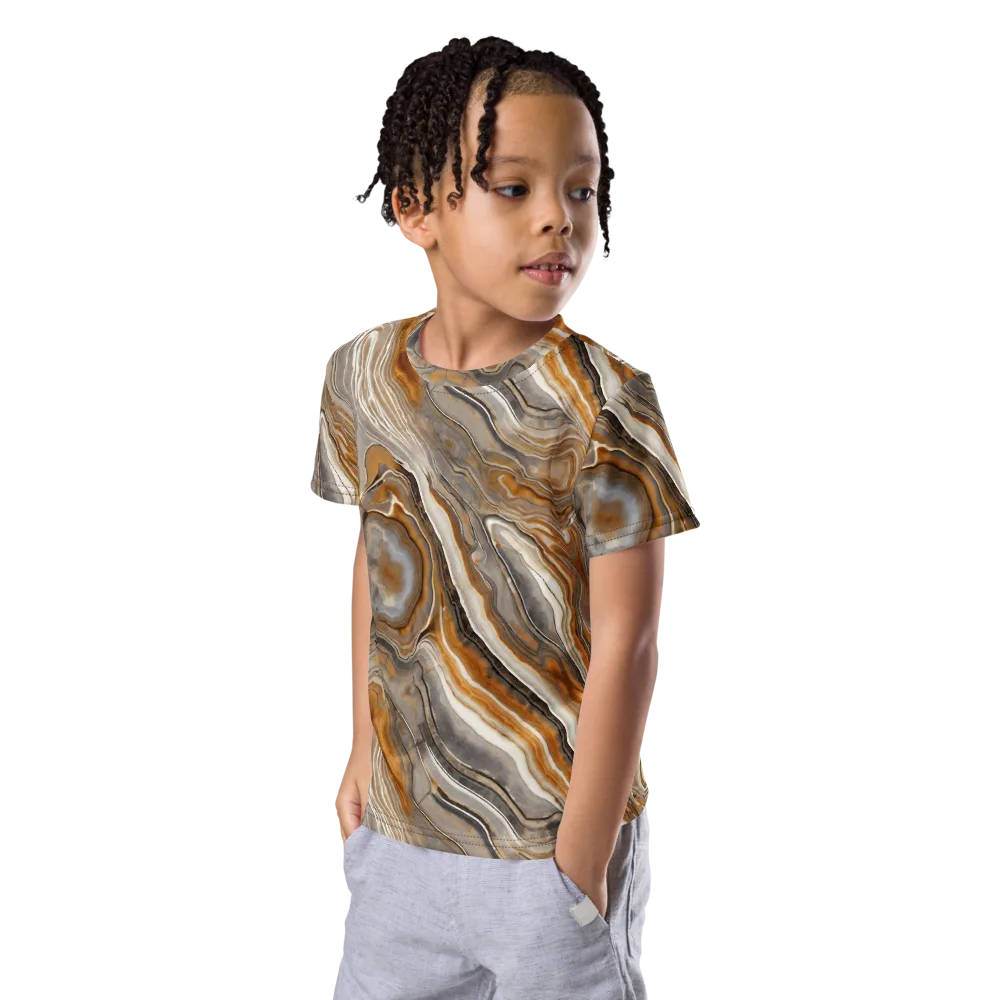 Amber Stratigraphy on Kids Crew Neck T-Shirt — Left Front