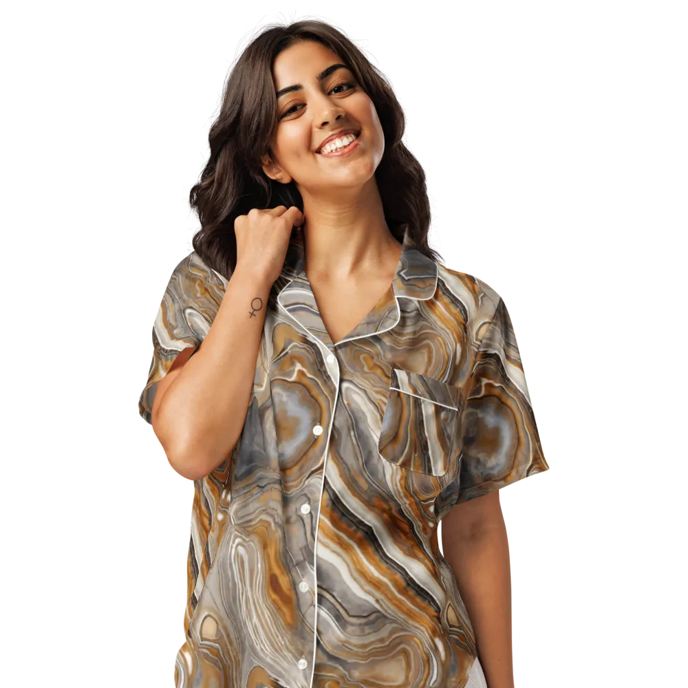 Amber Stratigraphy on Women's Short Sleeve Pajama Top — Front