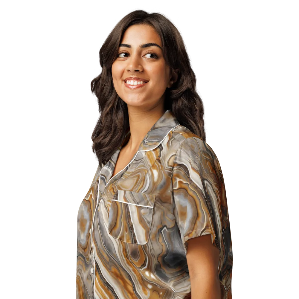 Amber Stratigraphy on Women's Short Sleeve Pajama Top — Left Front