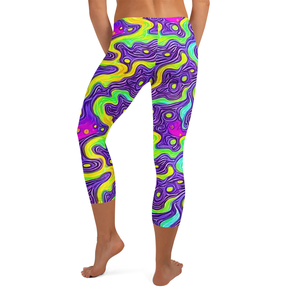 Psychedelic Pulse on Capri Leggings — Back