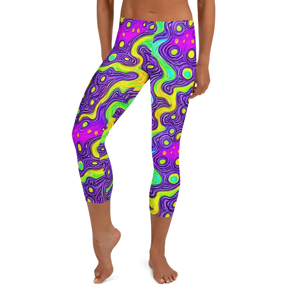 Psychedelic Pulse on Capri Leggings — Front