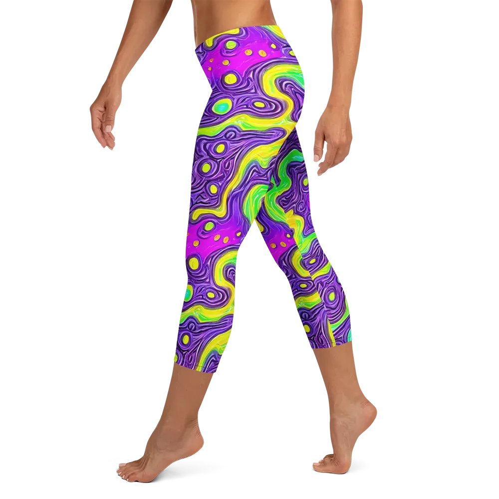 Psychedelic Pulse on Capri Leggings — Left