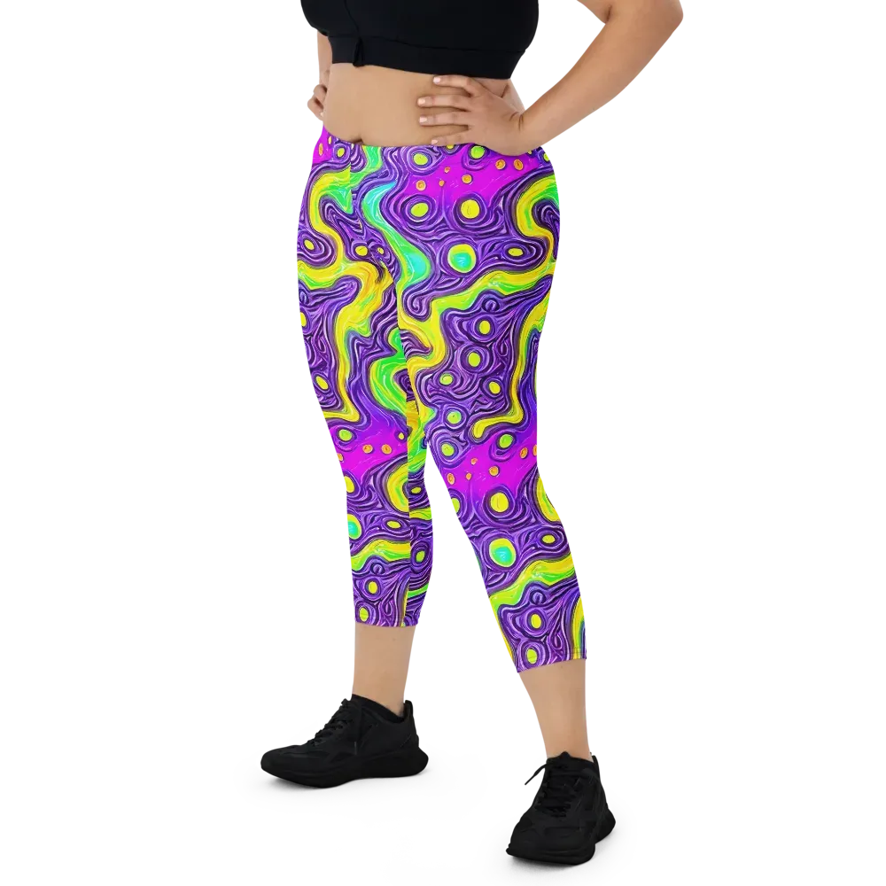 Psychedelic Pulse on Capri Leggings — Front
