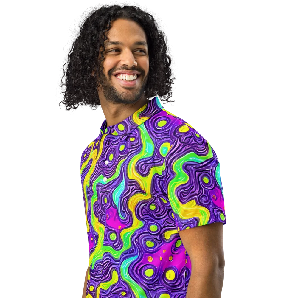 Psychedelic Pulse on Men's Slim Fit Polo Shirt — Left Front