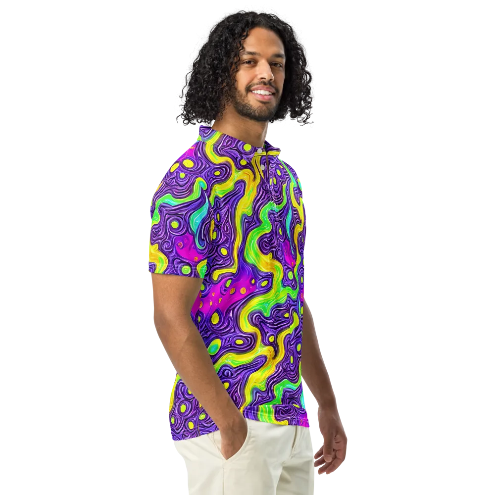 Psychedelic Pulse on Men's Slim Fit Polo Shirt — Right Front