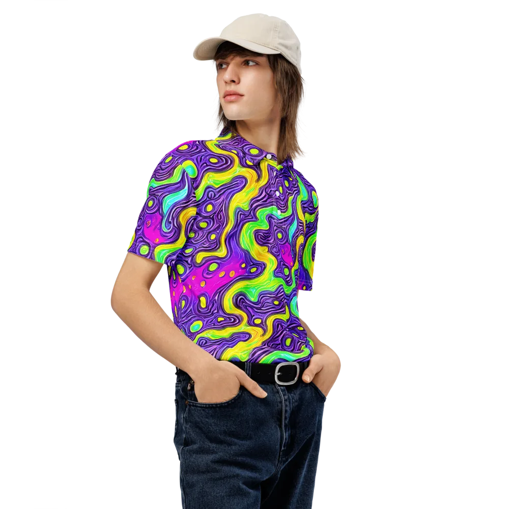Psychedelic Pulse on Men's Slim Fit Polo Shirt — Right Front