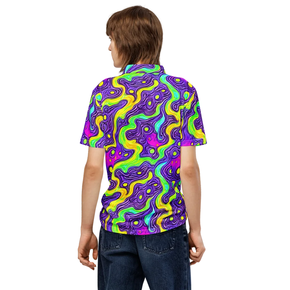 Psychedelic Pulse on Men's Slim Fit Polo Shirt — Back