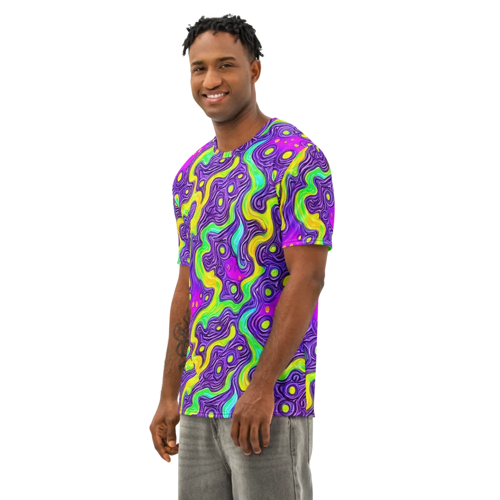 Psychedelic Pulse on Men's Cotton Crew Neck T-Shirt — Left Front