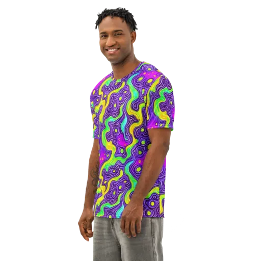 Psychedelic Pulse on a Men's Cotton Crew Neck T-Shirt