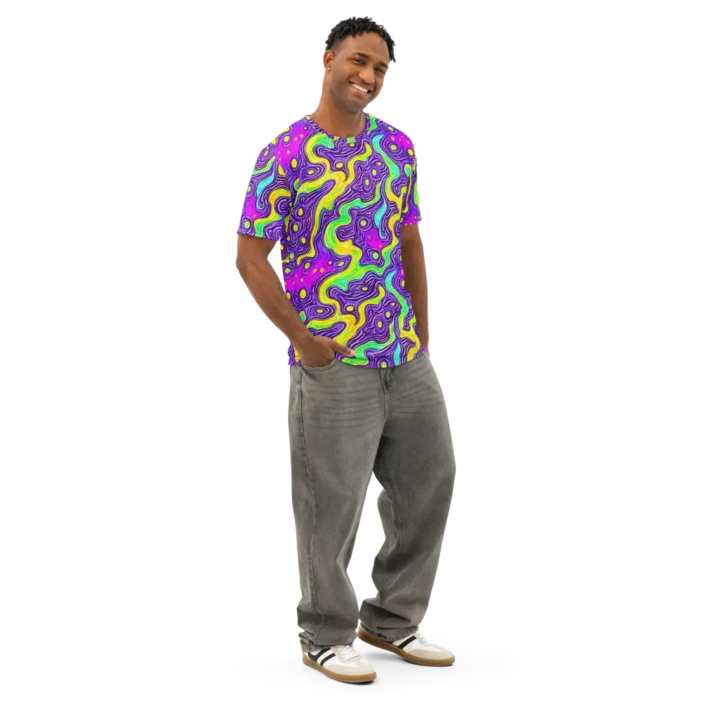 Psychedelic Pulse on Men's Cotton Crew Neck T-Shirt — Right Front
