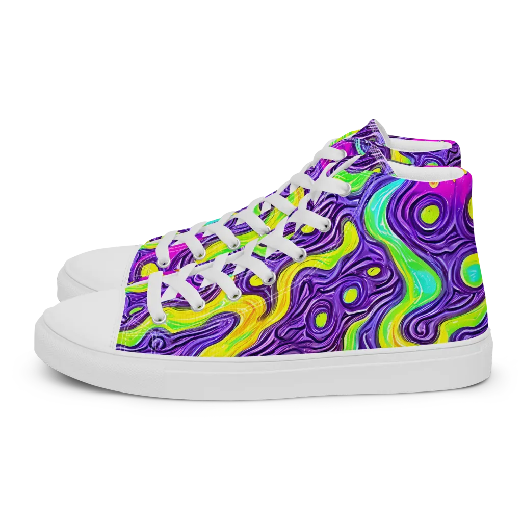 Psychedelic Pulse on Men's High Top Canvas Shoes — Left