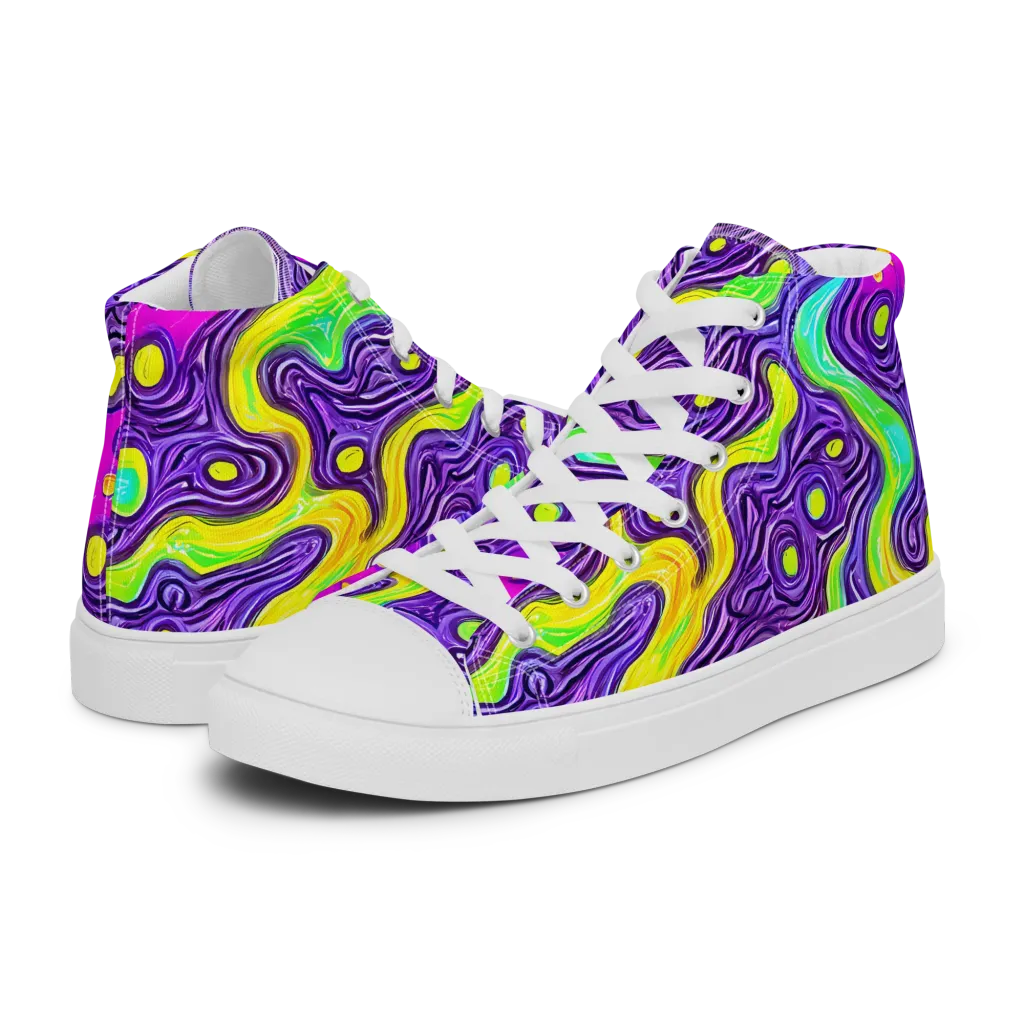 Psychedelic Pulse on Men's High Top Canvas Shoes — Left