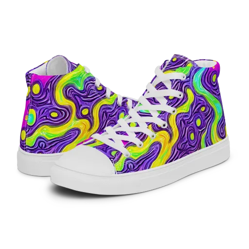 Psychedelic Pulse on a Men's High Top Canvas Shoes