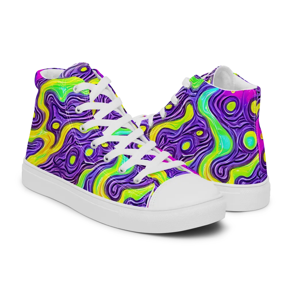 Psychedelic Pulse on Men's High Top Canvas Shoes — Right
