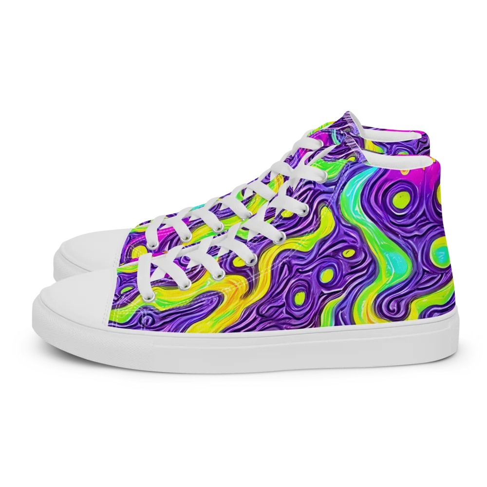 Psychedelic Pulse on Women's High Top Canvas Shoes — Left