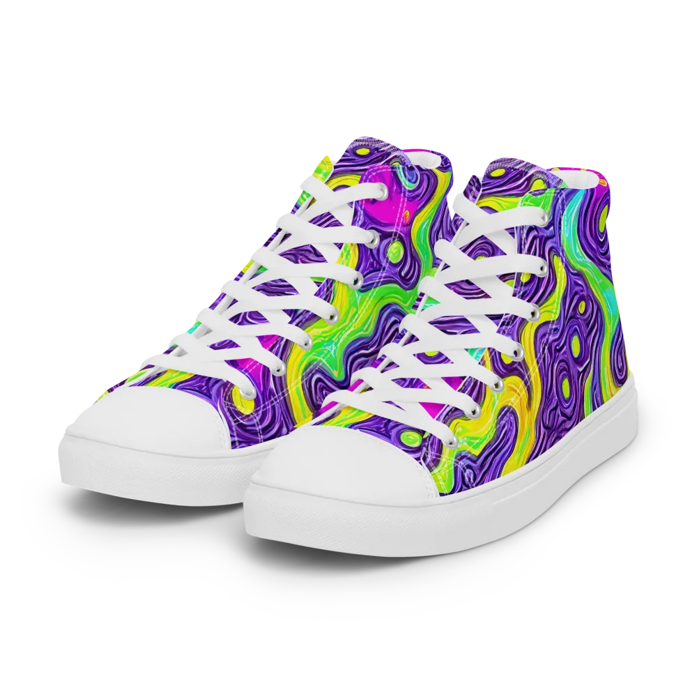 Psychedelic Pulse on Women's High Top Canvas Shoes — Left Front