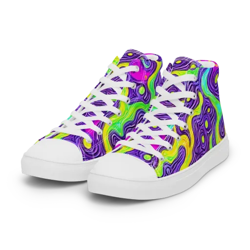 Psychedelic Pulse on a Women's High Top Canvas Shoes
