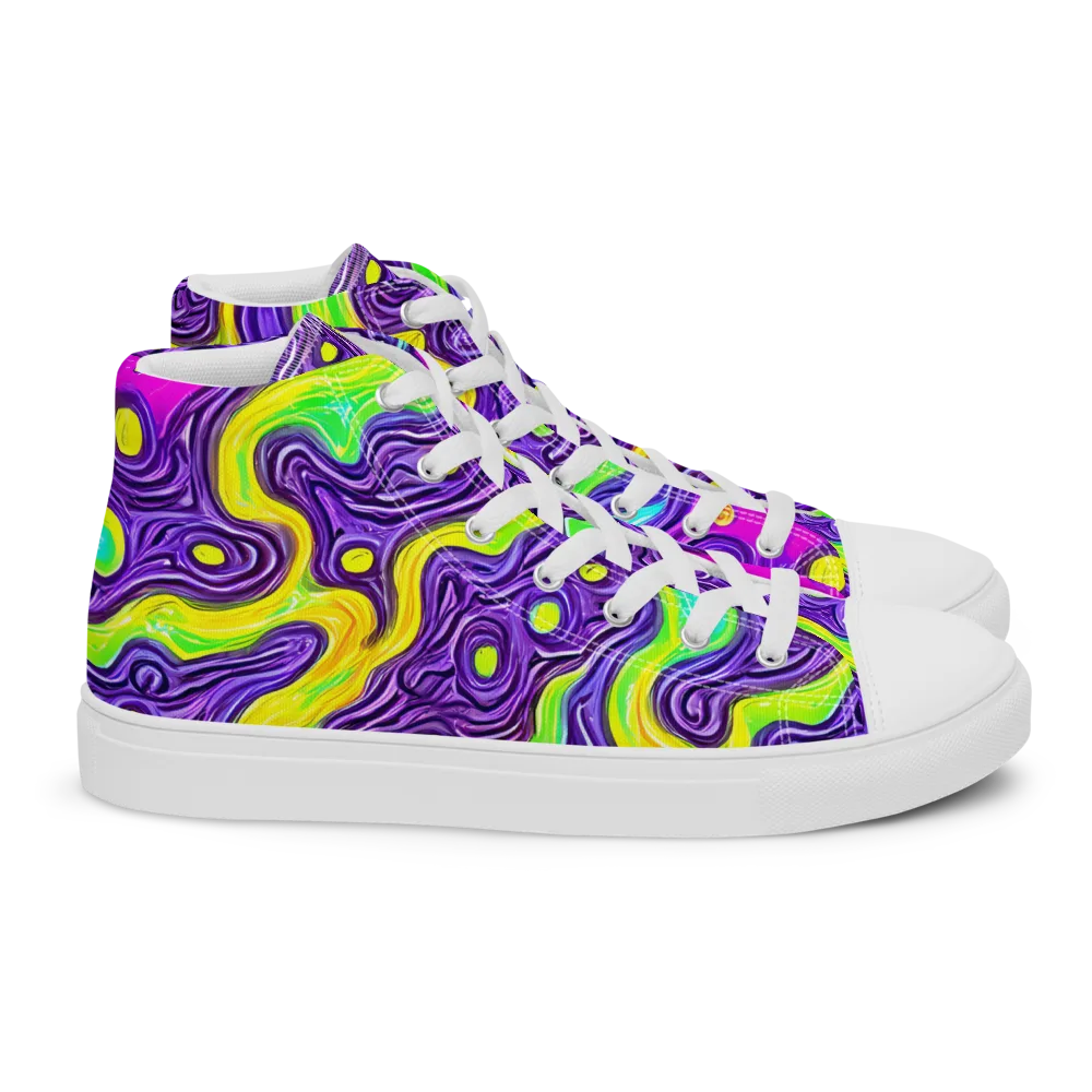Psychedelic Pulse on Women's High Top Canvas Shoes — Right