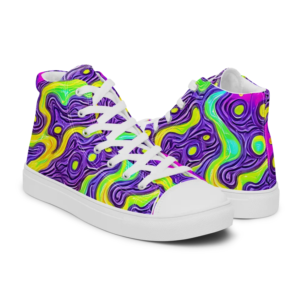 Psychedelic Pulse on Women's High Top Canvas Shoes — Right