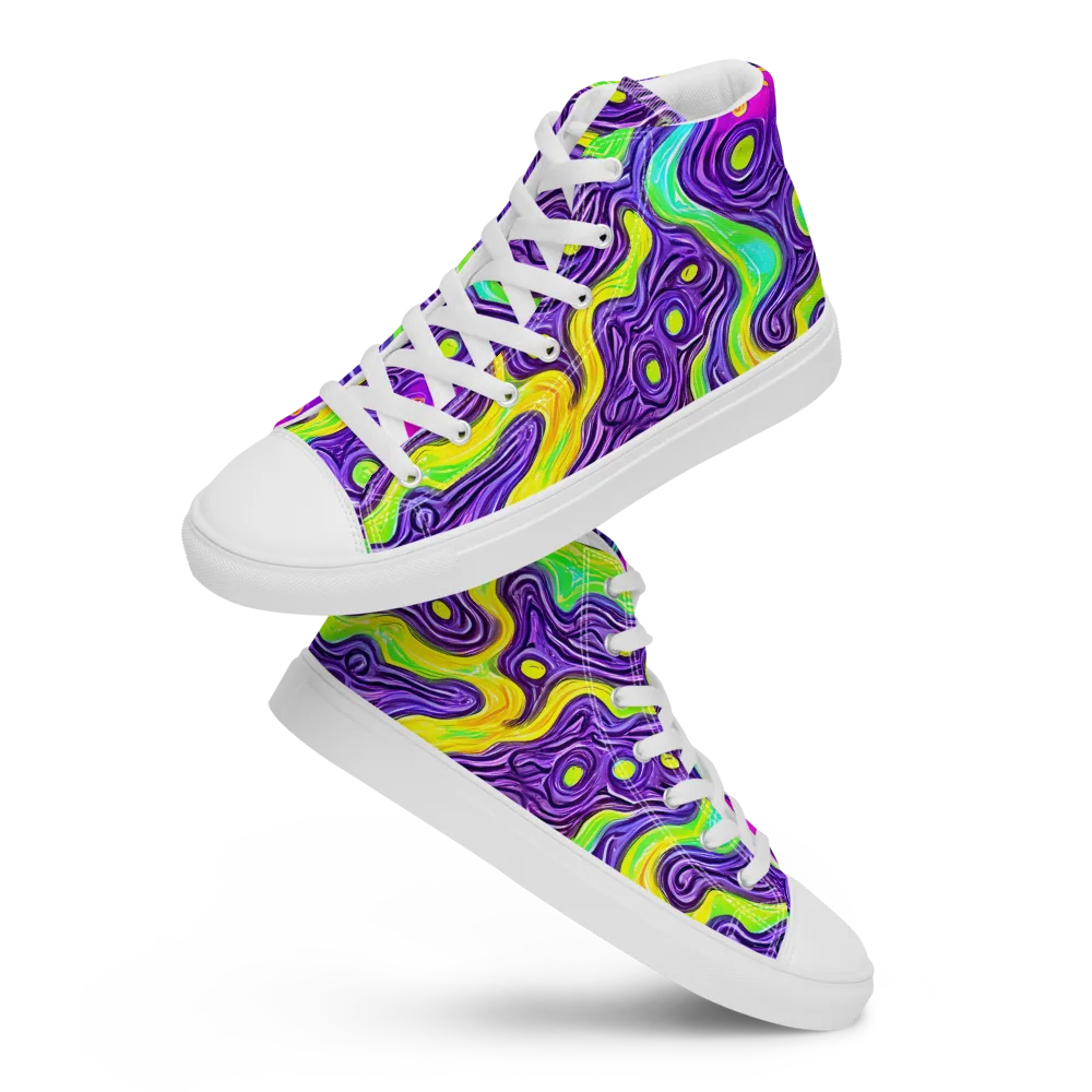 Psychedelic Pulse on Women's High Top Canvas Shoes — Front