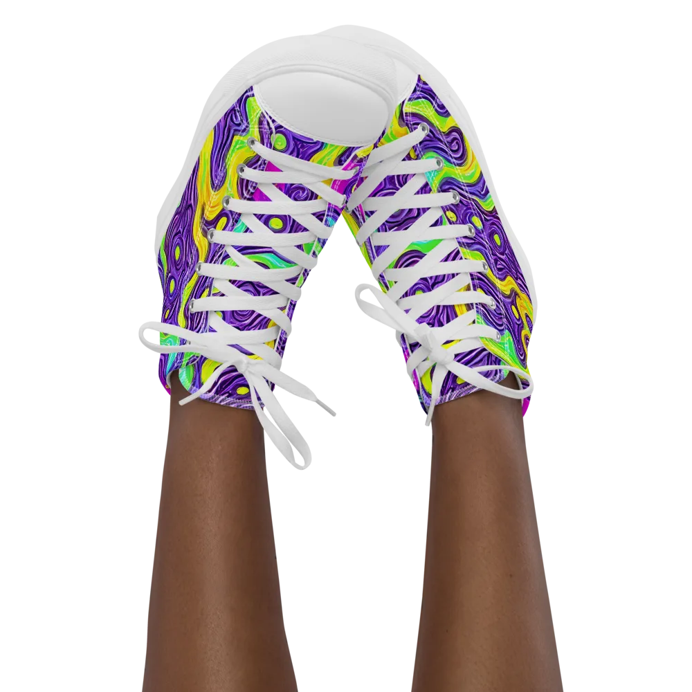Psychedelic Pulse on Women's High Top Canvas Shoes — Front