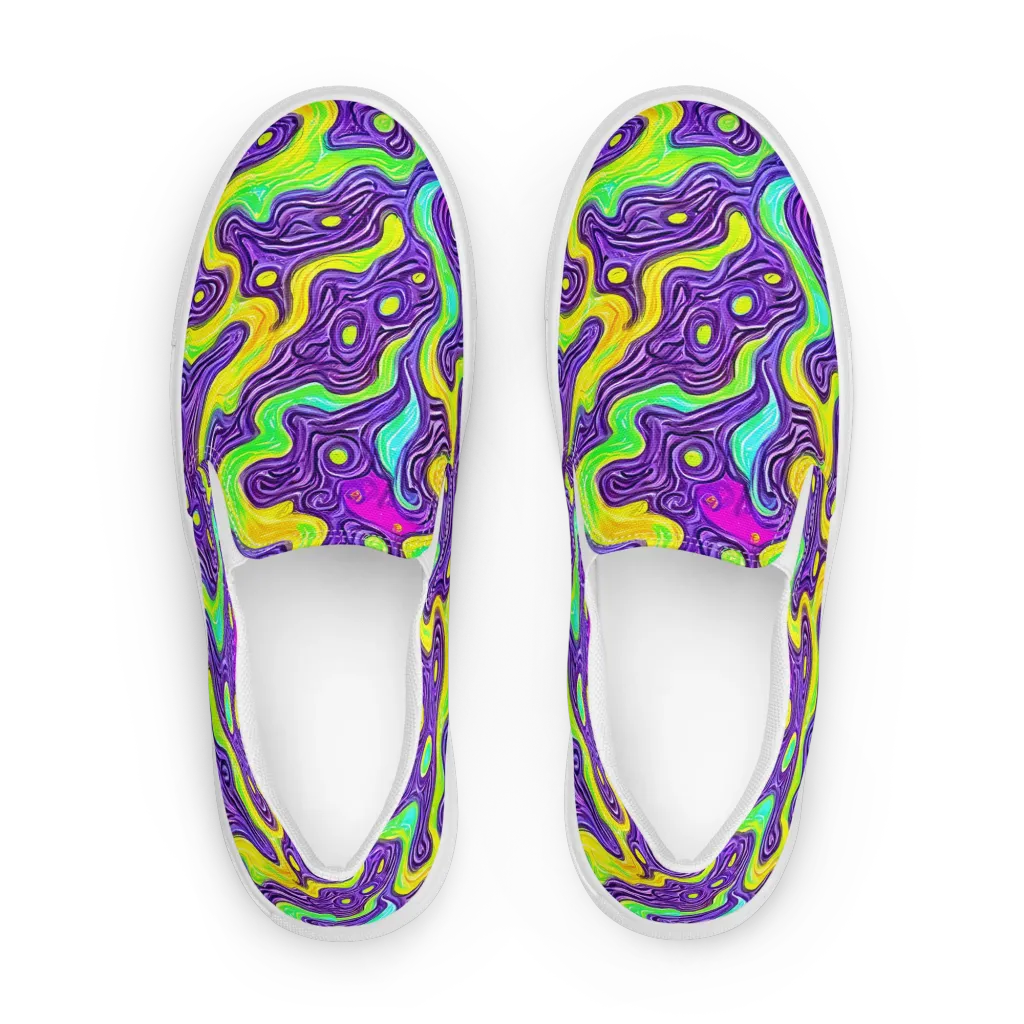 Psychedelic Pulse on Men's Slip-On Canvas Shoes — Front