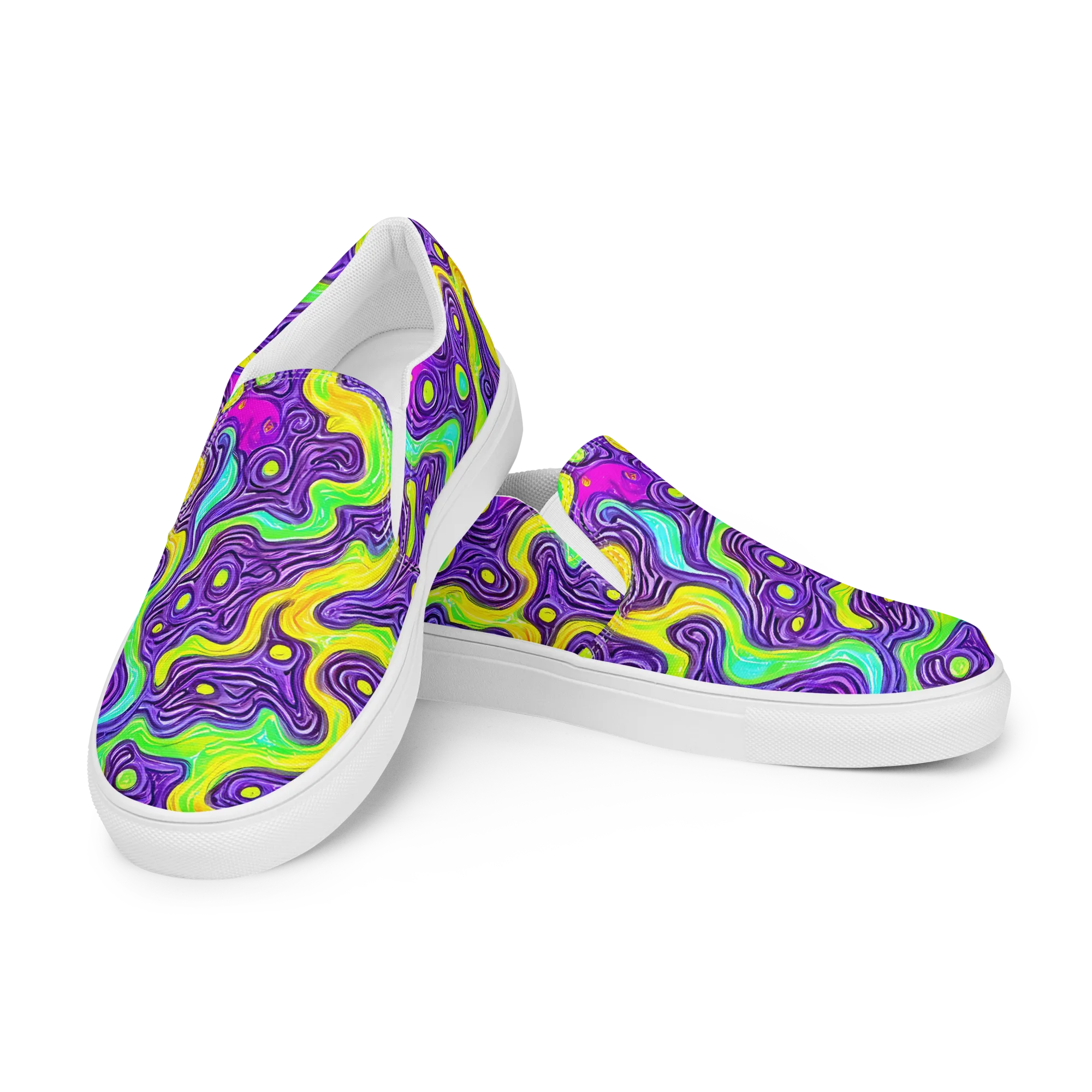 Psychedelic Pulse on Men's Slip-On Canvas Shoes — Left Front