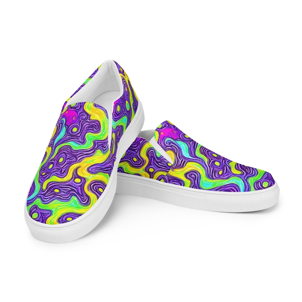 Psychedelic Pulse on Men's Slip-On Canvas Shoes — Left Front